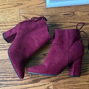 BAMBOO Maroon Ankle Booties